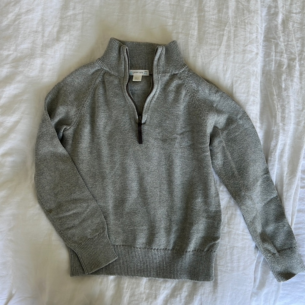 Crewcuts boys cotton-cashmere gray half zip size 4-5